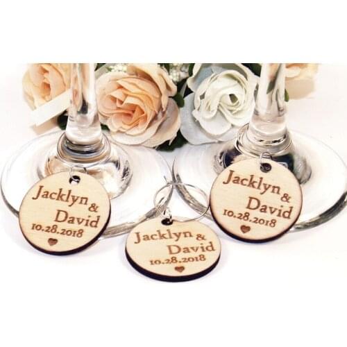 Custom Wedding wine charms, Wine glass charms with name and date , Wine accessories