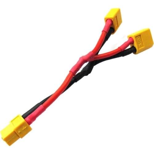 XT60 Dual Parallel Battery Connector Cable Y 14AWG Extend Splitter Silicone Wire