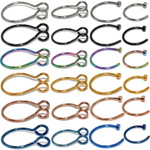 2PCS/Lot Nose Piercing Ring Fake C Shape Lip Nose Ring Labret Neus Piercing Hoop Nose Stud Septum Fashion Piercing Body jewelry