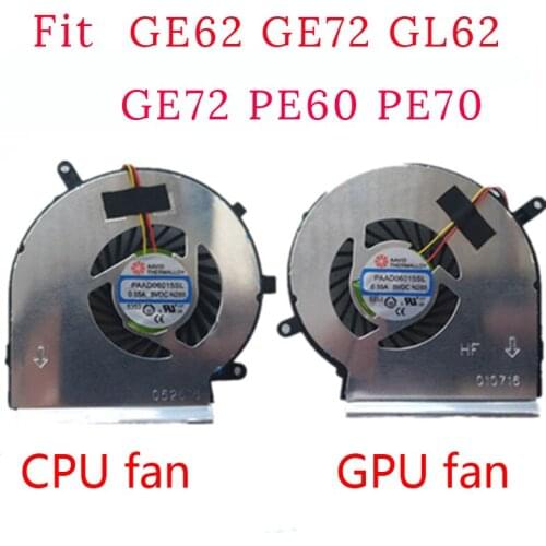 CPU GPU Cooler Cooling Fan PAAD06015SL DC 5V 0.55A For MSI GE72 GE62 PE60 PE70 GL62 GL72 2QD 2QE 2QF 007X 053X 216XCN