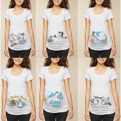 Baby Bird 2021 Summer Tees Women T-shirts Slim Maternity Funny Letter Tops O-Neck Pregnancy T Shirts for Pregnant Women