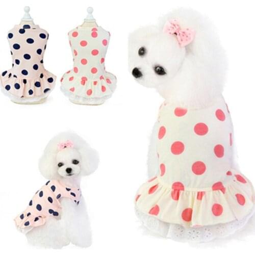 Summer Cute Dog Dresses For Small Dogs ChihuahuaPolka Dot Skirt Print Dress Skirt Puppy Cat Princess Clothes Pet Clothing