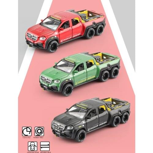 Chi Mei Exquisite Inkjet Pickup Alloy Model Car 1:28 Scale Six-Wheel Simulation Pull Back Functional Toy Car Boy Collection Gift