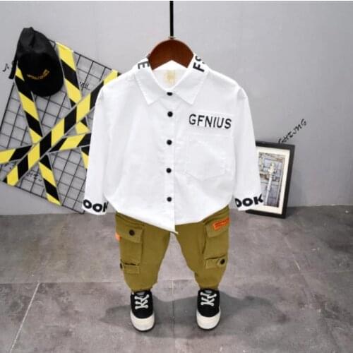 Toddler Fashion Clothing Kids Tracksuit Spring Autumn Baby Boys Girls Clothes Children Cotton Sports shirt +cargo pants 2Pcs/Set