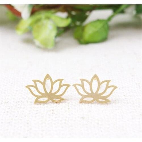 Fashion hollow out lotus stud earrings, beautiful girls stud earrings