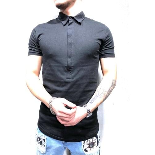 Mens short sleeve T-shirt lapel han edition tide pure color in summer half sleeve shirt polo shirt mens clothes