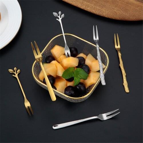 Fruit Fork Cutlery Set Luxury Stainless Steel Gold Cake Dessert Forks Lovely Mini Fork Knife For Party Snail Fork Restaurant
