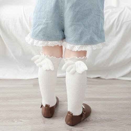 New Childrens Socks Angel Cute Cute Girls Princess Baby Socks Solid Color In Tube Baby Socks