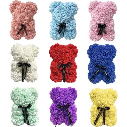 Valentine Gift 25CM Rose Bear Artificial Flowers Roses Teddy Bear Love Gift For Girlfriend Wedding Anniversary San Valentin 2021