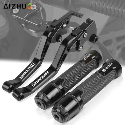 R 1200R Logo Motorcycle Short Adjustable Brake Clutch Levers CNC Handlebar Hand Grips Ends FOR BMW R1200R 2015-2018 2017 2016