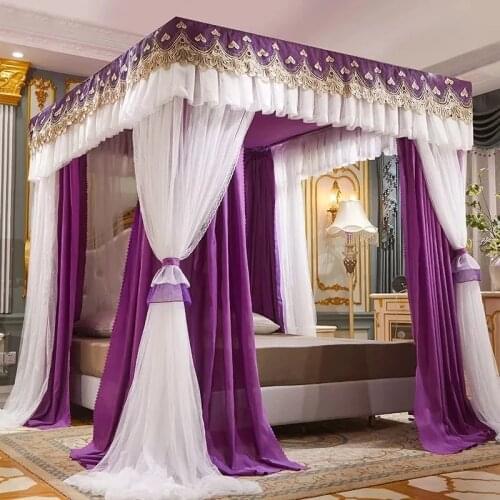 Luxury mosquito net bed curtain integrated shading bed curtain encryption 3 side opening mosquito net supplies without bracket
