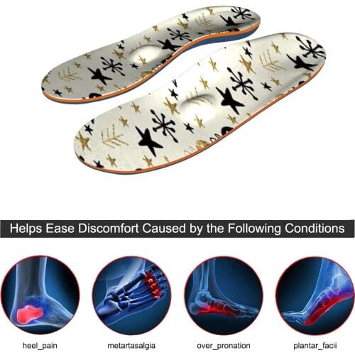 Gold Star Print EVA-Texture Arch Support Insoles with Full Length for Women Men, Flatfoot Fasciitis ,ease Foot PainiFitna