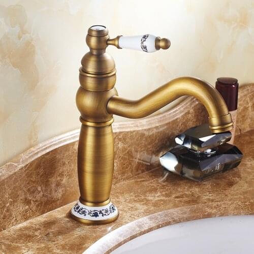 High Quality Antique Brass Basin Faucet Bathroom Single Lever Design Sink Faucet Single Handle Kitchen Tap Mixer Deck Mounted