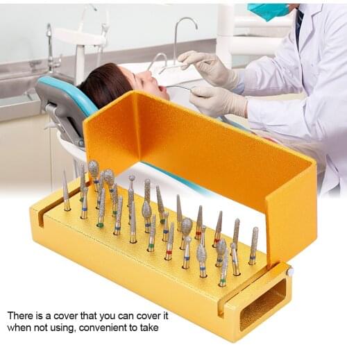 High Quality Aluminium Alloy Dental High Speed Handpieces Holder 30Pcs Dental Diamond Burs Drill Collect Place Tool With Cover
