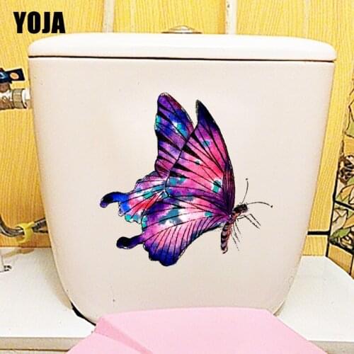 YOJA 21.6X21.8CM Ink Color Butterfly Funny Wall Sticker House Decoration WC Toilet Seat Decal T1-2012