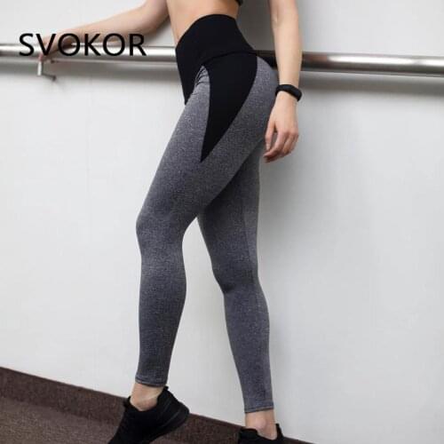 SVOKOR Sport Sexy Leggings Women Fitness Patchwork High Waist Gym Elastic Pants Basic Running Leggins Mujer Push Up
