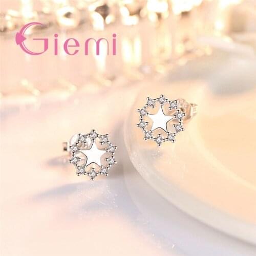 Attractive Trendy Fast Shipping Cute Star 925 Sterling Silver Cubic Zirconia Stud Earring For Women Engagement Jewelry
