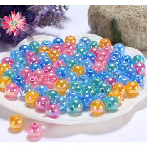 10mm/12mm 100pc/lots New Style Acrylic Round Plated Colorful Loose Beads Spacer Ball Charm Diy Bracelets Necklace Jewelry Making