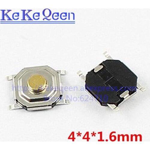 100PCS 4x4x1.7mm Push Button Switch Copper H=1.6mm 4*4*1.6mm 4*4*1.6mm SMD Micro Switch Tact Switch NEW 5.2x5.2x1.6mm