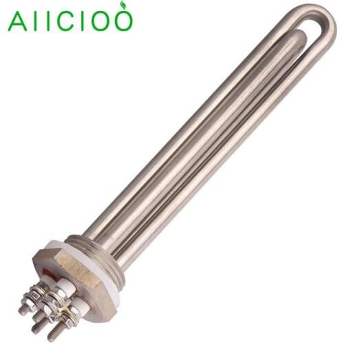 AIICIOO 1inch NPT Heating Element For Solar Water Heater Tubular Heaters All 304 Stainless Steel DN25 Thread 32mm 12v 600w