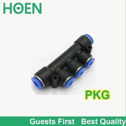 20 pcs PKG Reducing Unequal five-way PKG6-4 Tee redecer 6mm to 4mm Air Tube Fitting One touch push In pneumatic fitting