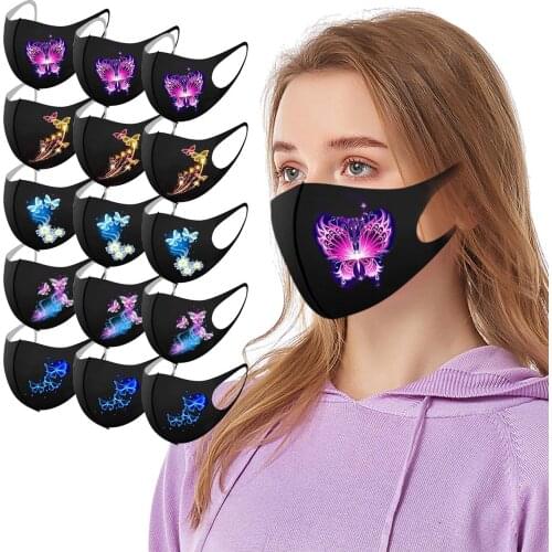 5/10/15/25pcs headband mask Adults Butterfly Prints Protection Washable Earloop Mask Adult Cloth Halloween cosplay маска masque