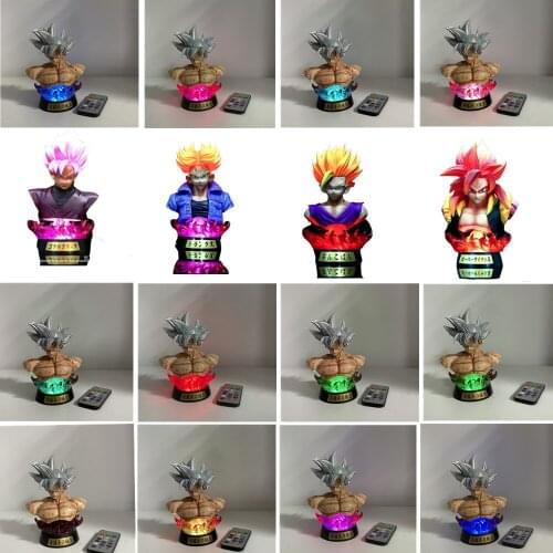 Anime Figure Dragon Ball Bust Son Goku Zamasu Gogeta Gohan Trunks Model PVC Led Colorful 17cm Toys Action Figma Doll Juguetes