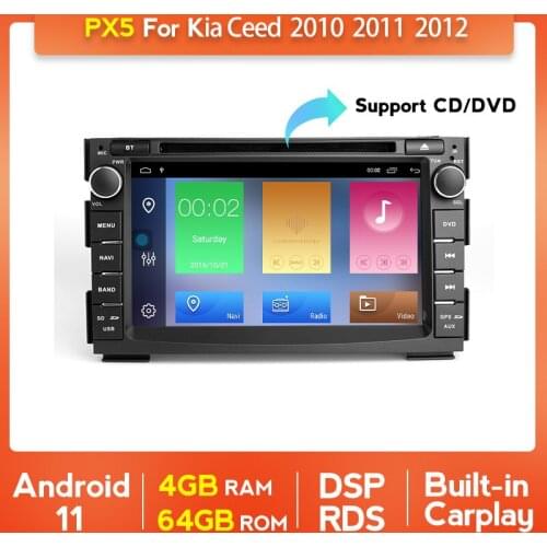PX5 2 Din Car Multimedia Player For Kia Ceed 2010 2011 2012 Android 11 Radio Stereo GPS Navigation DSP RDS FM WIFI Carpaly Auto