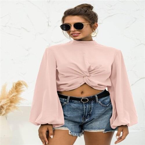 Womens Blouses Autumn Solid Color Hollow Out Button O-Neck Long Sleeve Shirts Womens Clothing 2021 Short Blusas Femme Y2k Tops