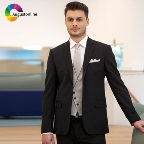 Black Men Suits For Wedding Business Bridegroom Groom Wear Prom Slim Fit Formal Blazer Custom Tuxedos Best Man Jacket+Pants+Vest