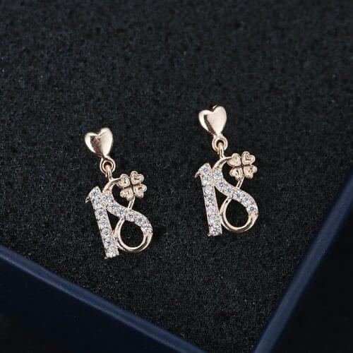 DE126 Fashion Creative Digital Heart-Shaped Drop Earrings Girlfriend Gifts Party Evening Woman Jewelry Stud Earrings 2021