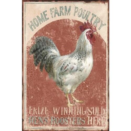 Home Farm Poultry Vintage Style Metal Sign Iron Painting for Indoor & Outdoor Home Bar Coffee Kitchen Wall Decor 8 X 12 Inch