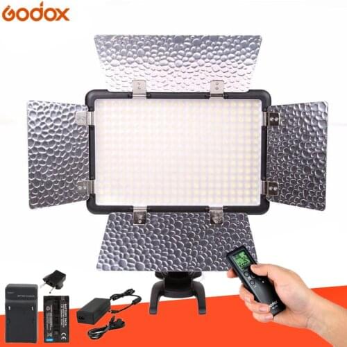 Godox LED308C II 3300K-5600K LED Video Light + RemoteAC Power Adapter + Battery + FM50 Charger for DV Camera Camera Optional