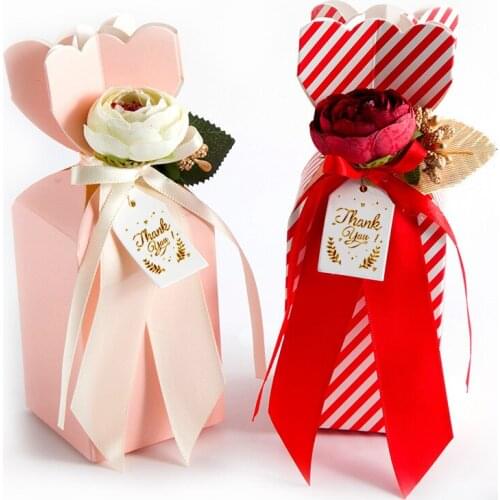 Artifcial Silk Flower With Ribbon Card Wedding Party DIY Gifts Packing Decoration