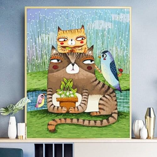 Painting By Numbers Animals cats 50x40cm Pictures Oil Painting By Numbers Set Gift Coloring By Numbers Canvas Wall Set