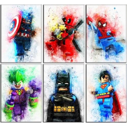Marvel Watercolor Super Hero One Piece Room Wall Decor Printing Canvas Batman Poster For Kidroom Home Decoration Gift Cuadros