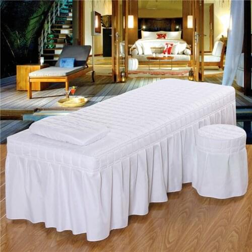 Massage Table Skirt Bed Valance Sheet with Face Hole Beauty Bedding Linen