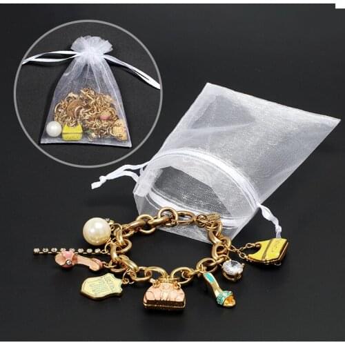 50pcs/lot 9*12cm Big Size Candy Organza Bags Color Mixing Drawstring Wedding Gift Bag Christmas Pouches Jewelry Packaging Bag