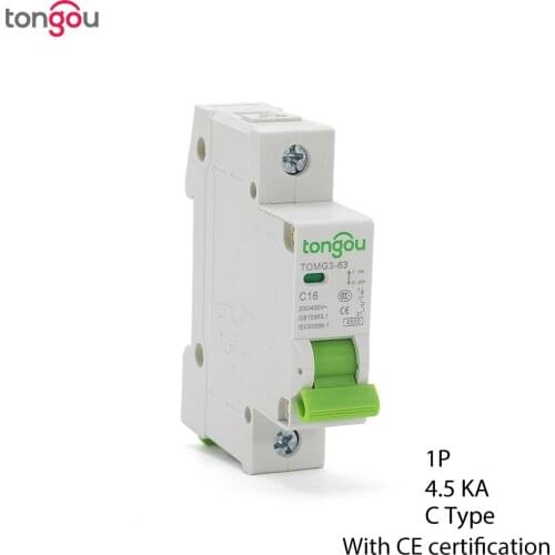 1A 6A 10A 16A 25A 32A 40A 63A MCB Miniature Circuit Breaker 4.5KA C Type AC Switch 110V/230V/400V With CE Certificate TOMG3-63