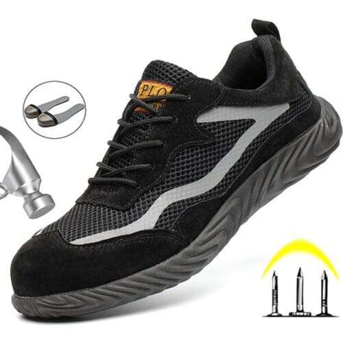 Breathable Safety Shoes Work Boots For Men Steel Toe Shoes Anti-Smashing Construction Work Safety Boots Work Shoes Sneakers Men