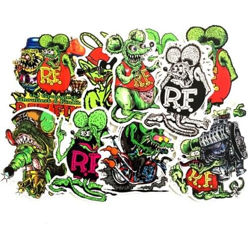 TD ZW 10Pcs Rat Fink Stickers For Snowboard Laptop Luggage Car Fridge DIY Styling Vinyl Home Decor Pegatina