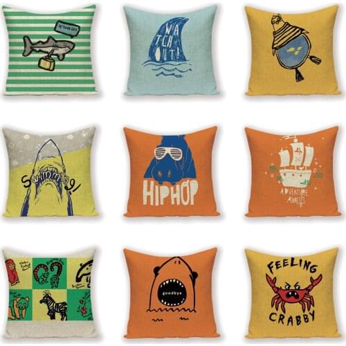 Animal Throw Pillow Covers Cartoon Decor Cushion Cover Narwhal Pillow Case Yellow Pillows Custom Sofa Decorative Cushions Cases