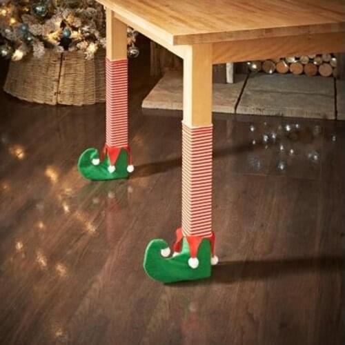 4pcs Non-Slip Christmas Table Legs Cover Cartoon Fashion Elves Table Chair Legs Feet Sock Sleeve Cover Christmas Home Decoration