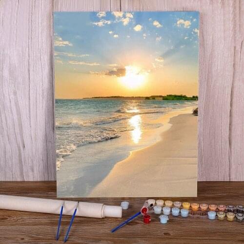 Landscape Sea DIY Paint By Numbers Set Acrylic Paints 40*50 Boards By Numbers New Design For Kids Wholesale Handiwork Art