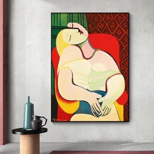 Dreaming Woman by Picasso Abstract Canvas Paintings Reproductions Impressionist Wall Art Posters and Print for Living Room Decor