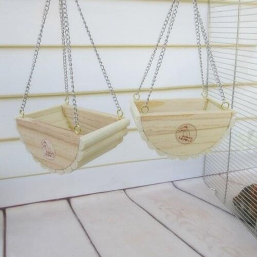 Natural Wood Swing Rest Bed Basket House Toy for Hamster Gerbil Rat Mouse Cage