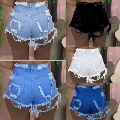 Casual Discount Holes Tassel Jeans Shorts Micro Mini Pants Distressed Button Fly Summer Denim Trousers Drop Shipping Wholesale