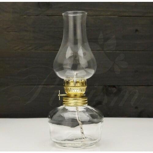 Retro Glass Kerosene Lamp Transparent Smokeless Classic Lantern Mantelpiece Home Study Table Decorative lamp Camping Night Light