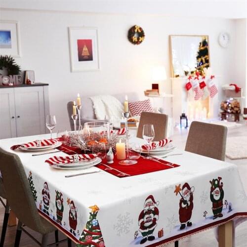 BESTONZON 84 x 60in Christmas Tablecloth Decorative Table Runner Long Table Cover for Xmas Party Holiday Winter Home Decor