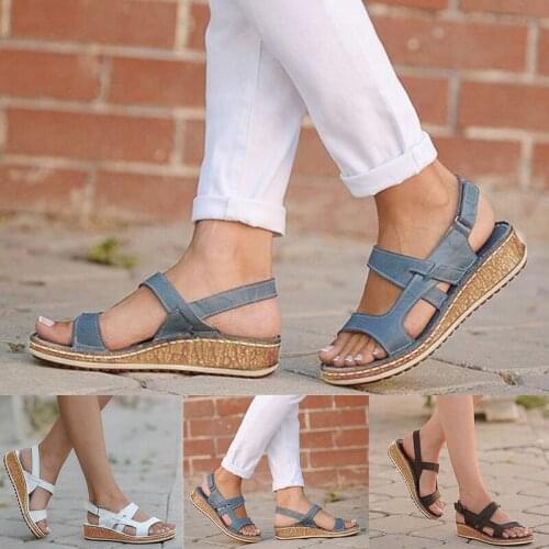 Women Sandals Summer 2021 Female Shoes Woman Peep-toe Wedge Comfortable Sandals Flat Sandals Female Sandalias Plus Size